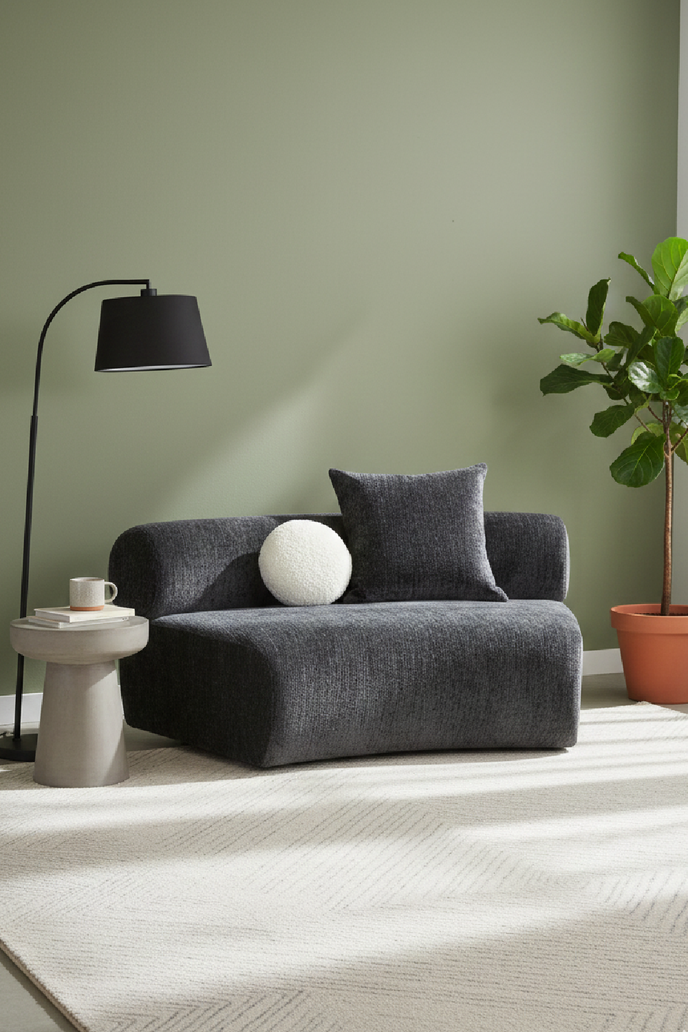   Gray Curved Armless Sofa | Oroa.com