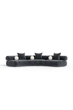   Gray Fabric Curved Sectional Sofa | Oroa.com