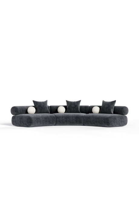   Gray Fabric Curved Sectional Sofa | Oroa.com