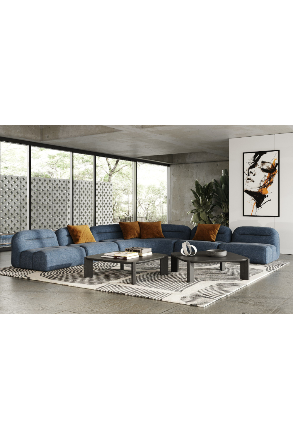   Blue Fabric Modular Sofa | Oroa.com