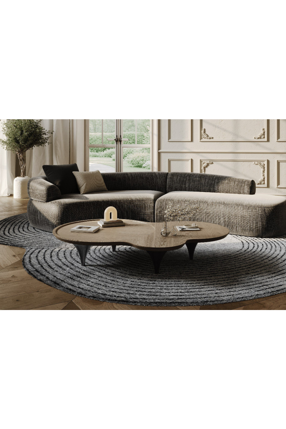   Curved Gray Sectional Sofa | Oroa.com