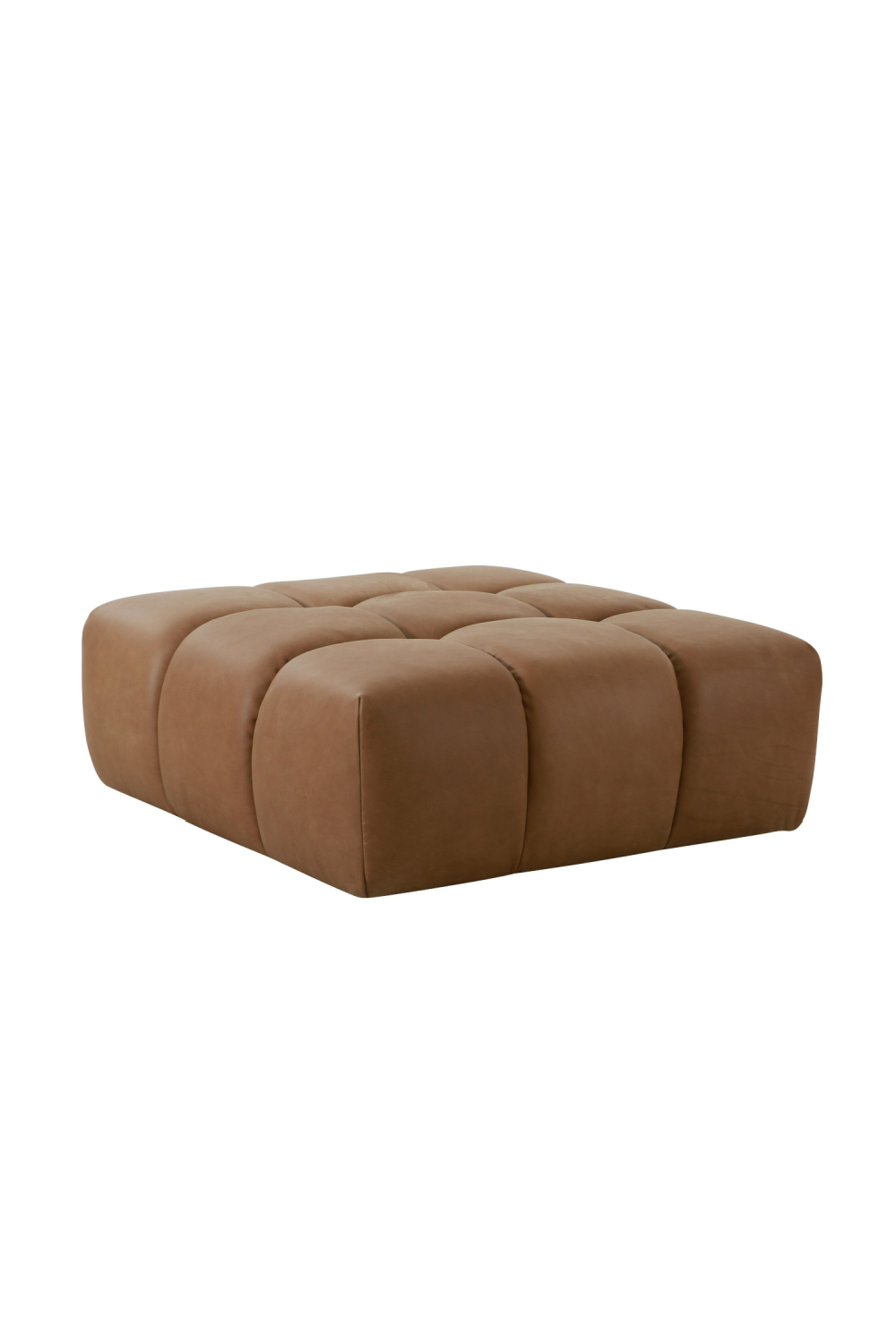   Brown Leather Square Ottoman | Oroa.com