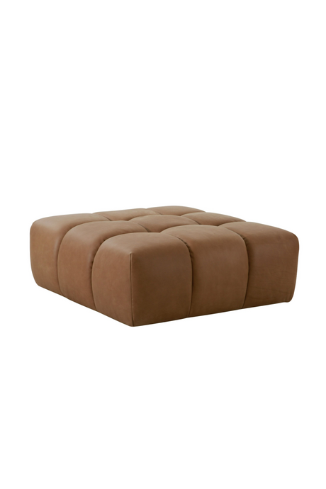   Brown Leather Square Ottoman | Oroa.com
