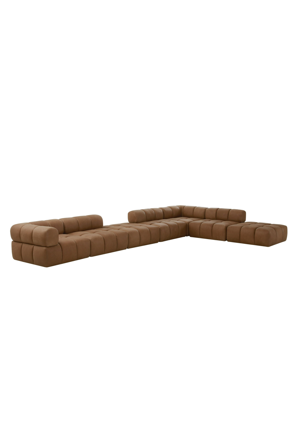   Brown Leather Square Ottoman | Oroa.com