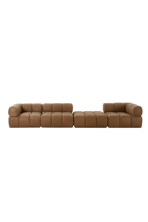   Brown Leather Square Ottoman | Oroa.com