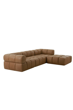   Brown Leather Square Ottoman | Oroa.com