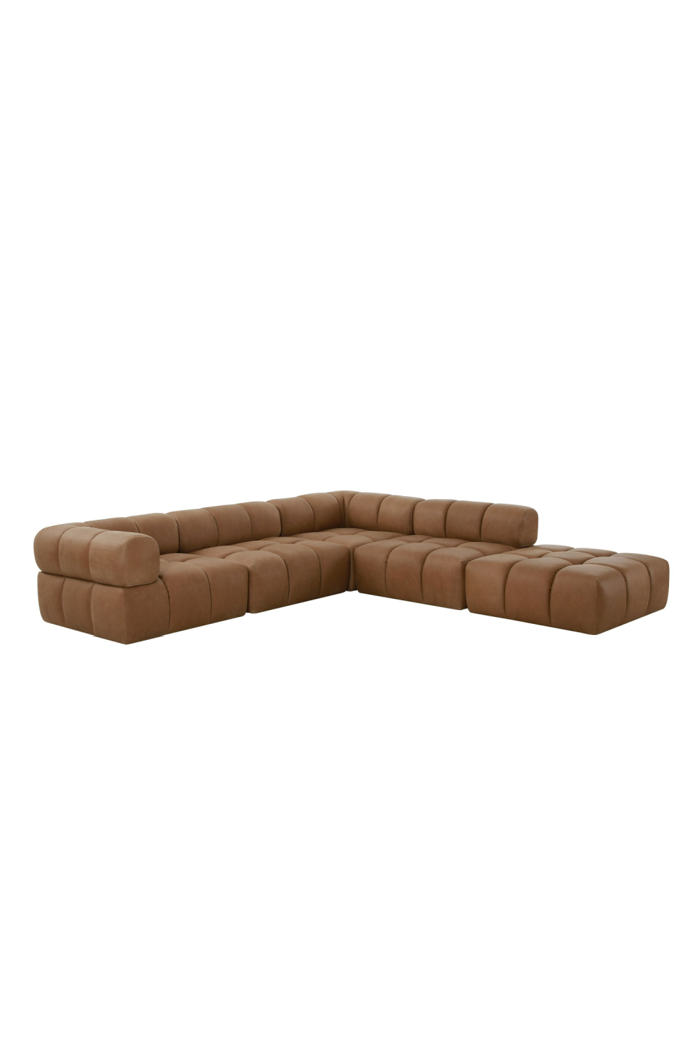   Brown Leather Square Ottoman | Oroa.com
