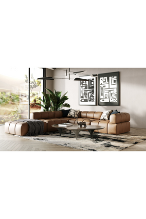   Brown Leather Square Ottoman | Oroa.com