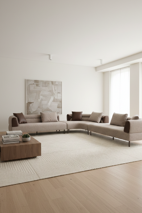   Brown Fabric Sectional Sofa | Oroa.com