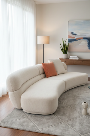   Beige Curved Sectional Sofa | Oroa.com