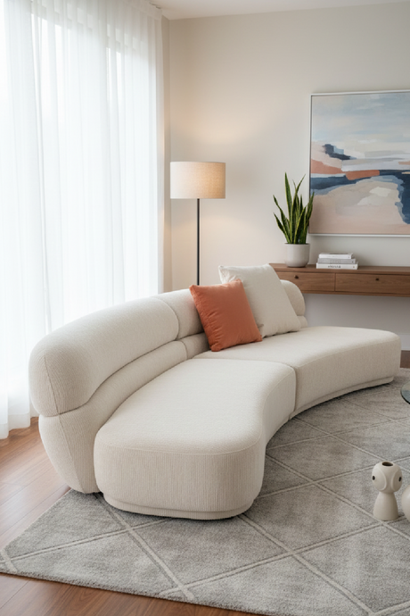  Beige Curved Sectional Sofa | Oroa.com
