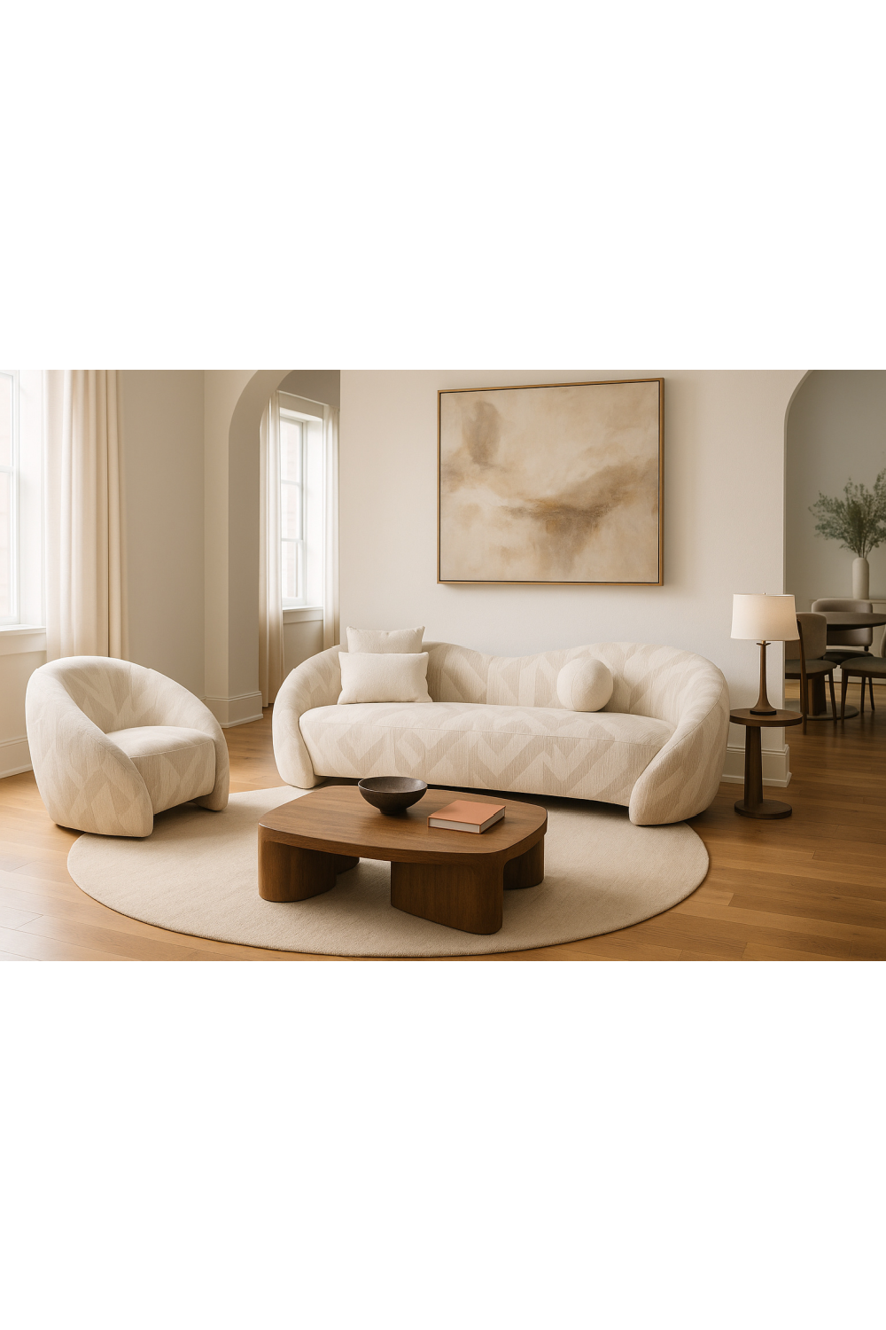   Beige Patterned Fabric Sofa | Oroa.com