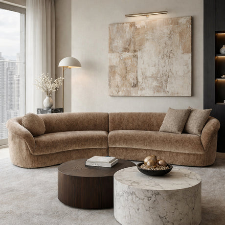   Brown Curved Sectional Sofa | Oroa.com