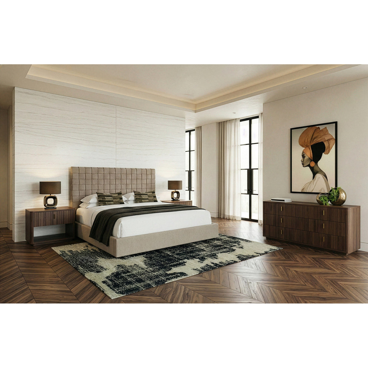   Taupe Woven King Bed | Oroa.com