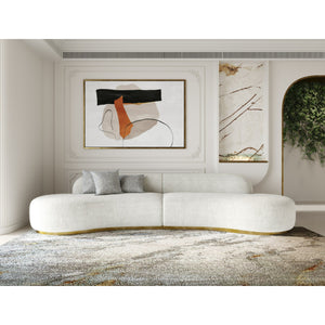   White Curved Sofa with Beige Pillows | Oroa.com