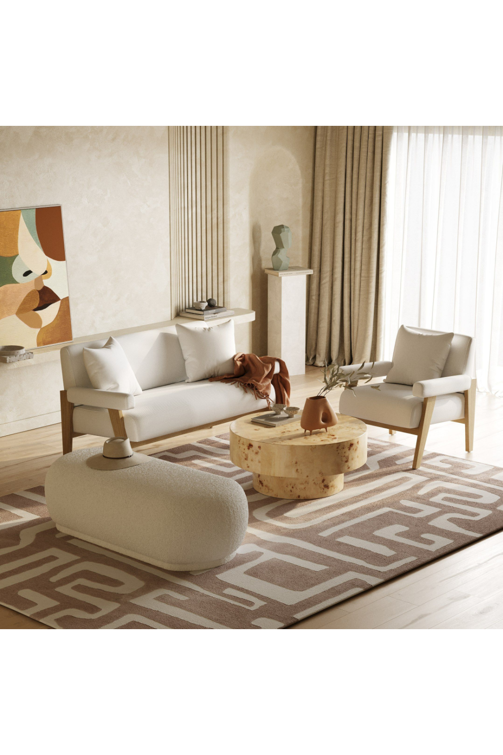   White Sherpa Ottoman | Oroa.com