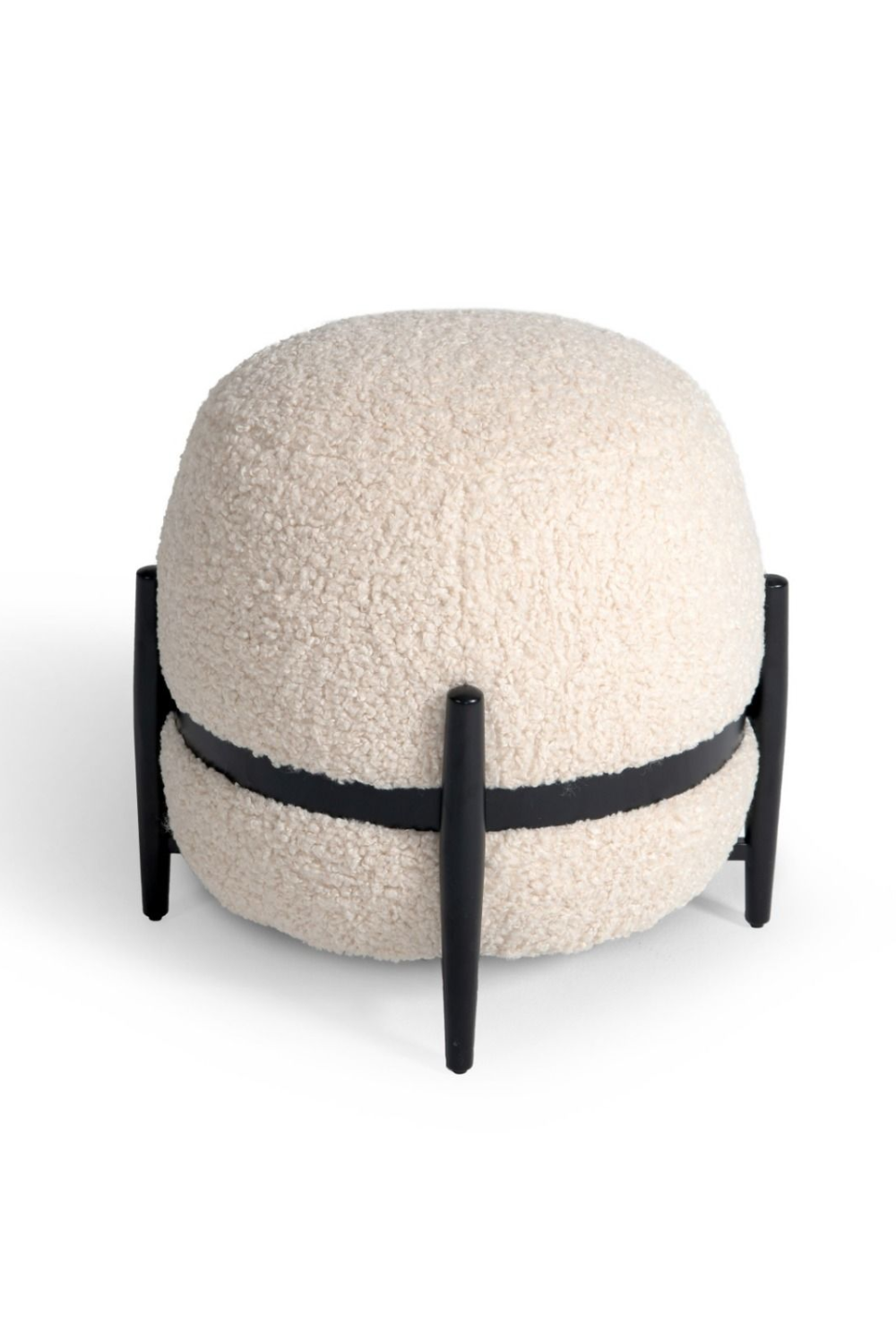   White Sherpa Round Ottoman | Oroa.com