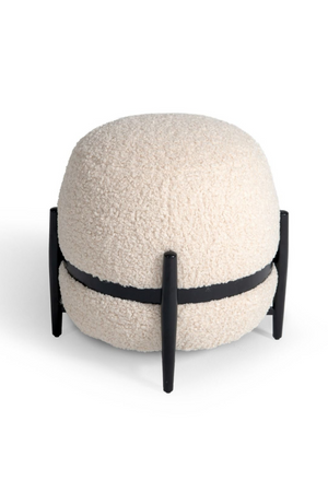   White Sherpa Round Ottoman | Oroa.com