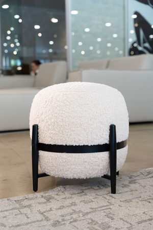   White Sherpa Round Ottoman | Oroa.com
