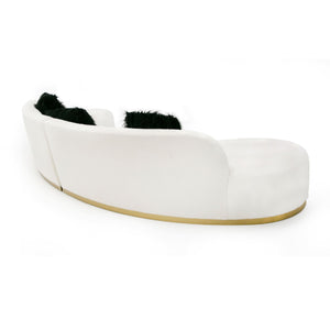   White Curved Sofa with Black Pillows | Oroa.com