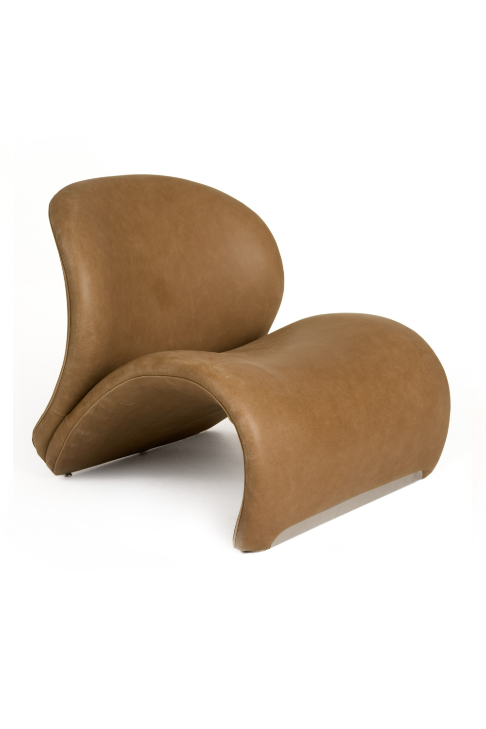   Curved Brown Leather Accent Chair | Oroa.com