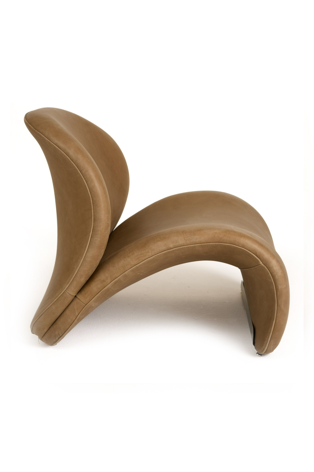  Curved Brown Leather Accent Chair | Oroa.com