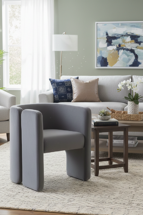   Curved Gray Velvet Accent Chair | Oroa.com