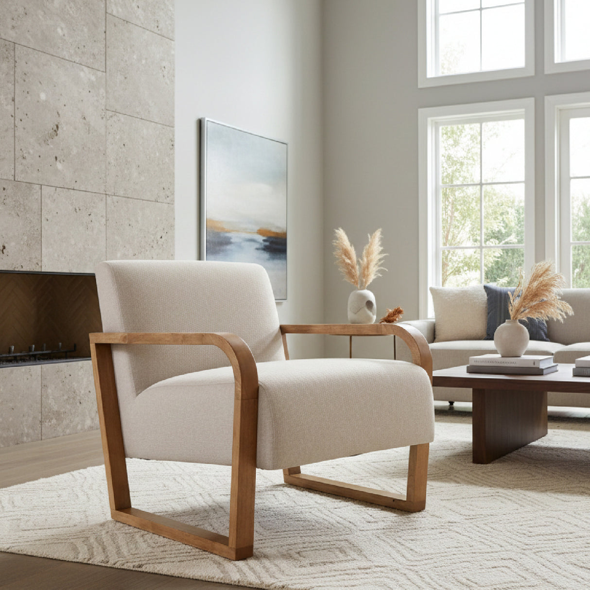   Beige Linen Accent Chair | Oroa.com