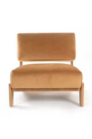   Wood Framed Velvet Lounge Chair | Oroa.com