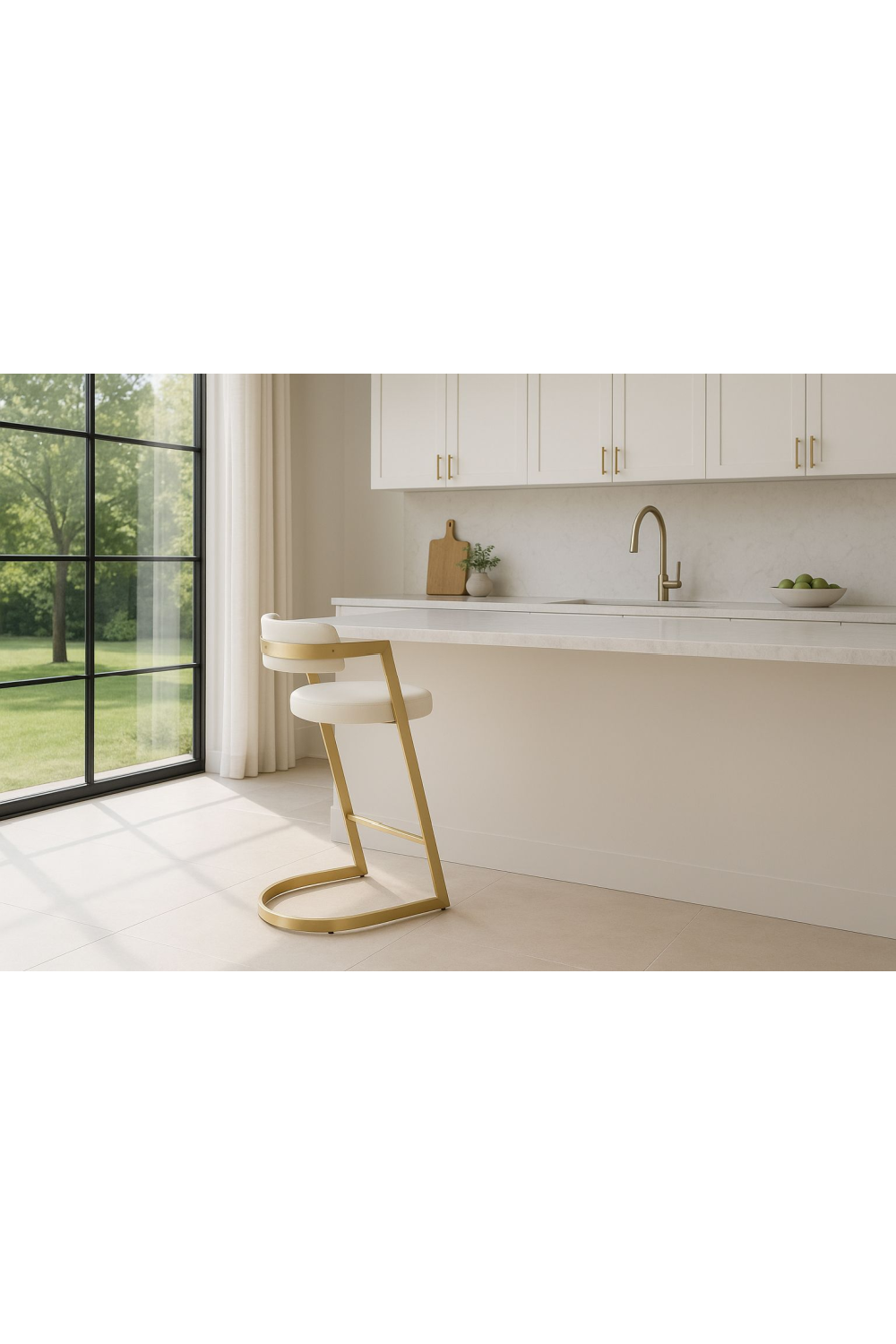   Gold Framed Cantilevered Counter Stool | Oroa.com