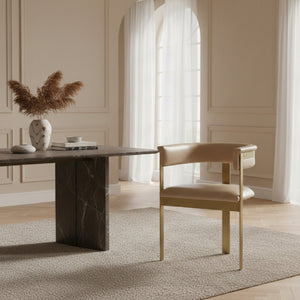   Brown Leather Curved Dining Chair | Oroa.com