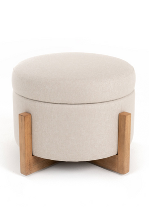   Beige Linen Storage Ottoman | Oroa.com
