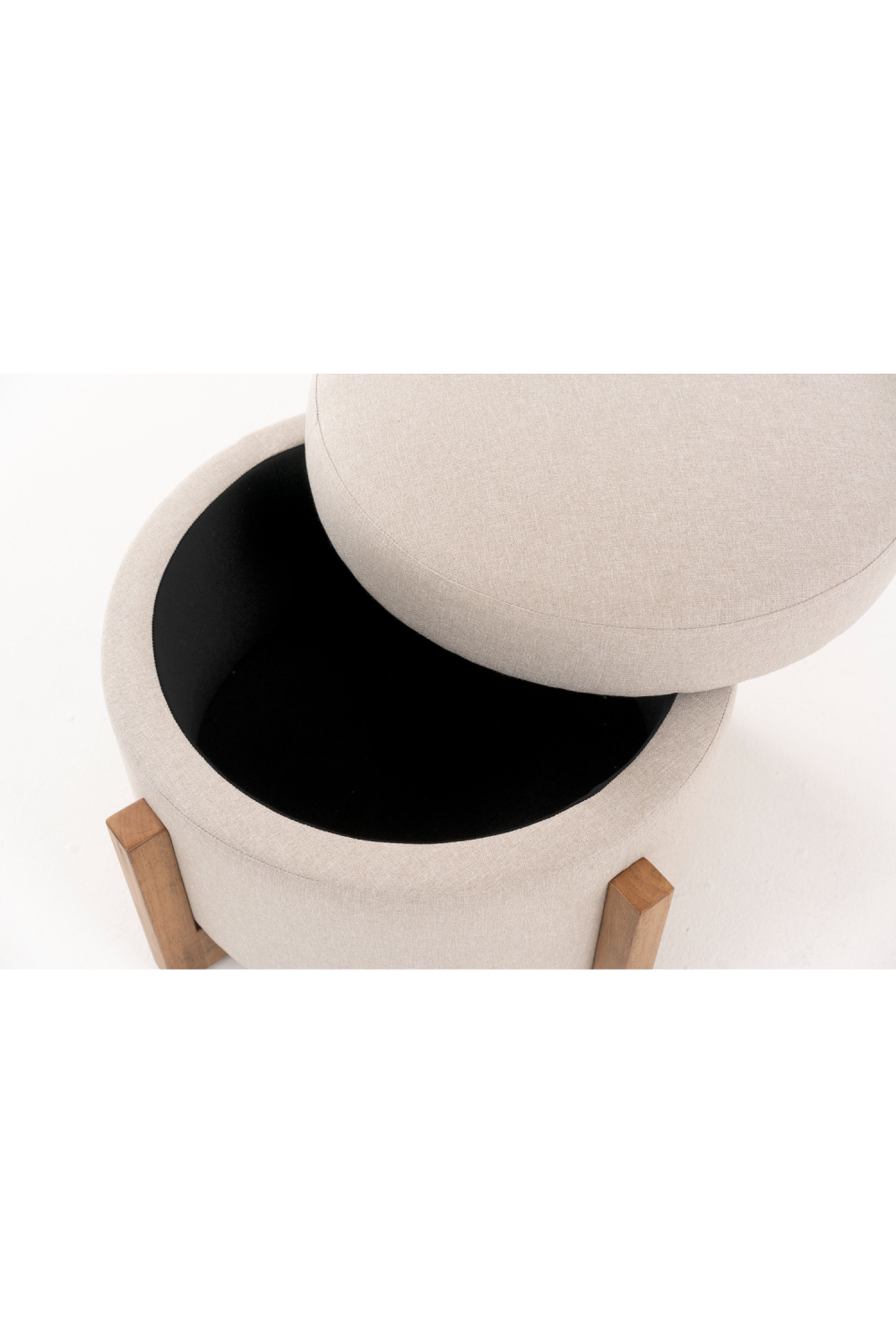   Beige Linen Storage Ottoman | Oroa.com