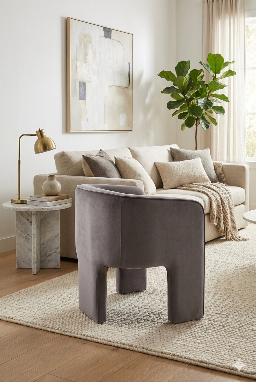  Three-Legged Velvet Accent Chair | Oroa.com