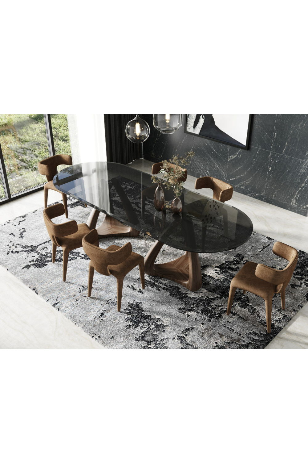   Gray Glass Oval Dining Table | Oroa.com