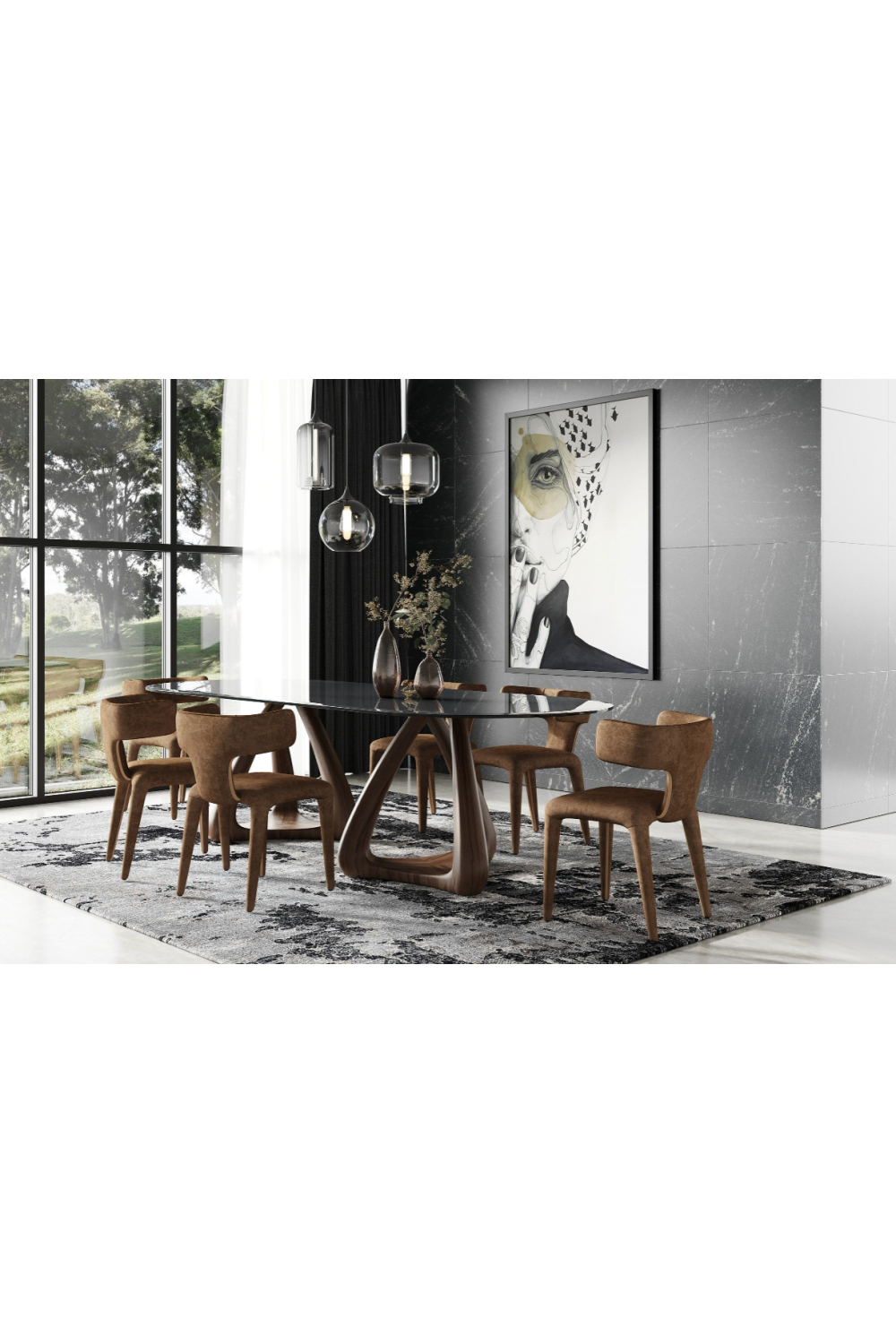   Gray Glass Oval Dining Table | Oroa.com