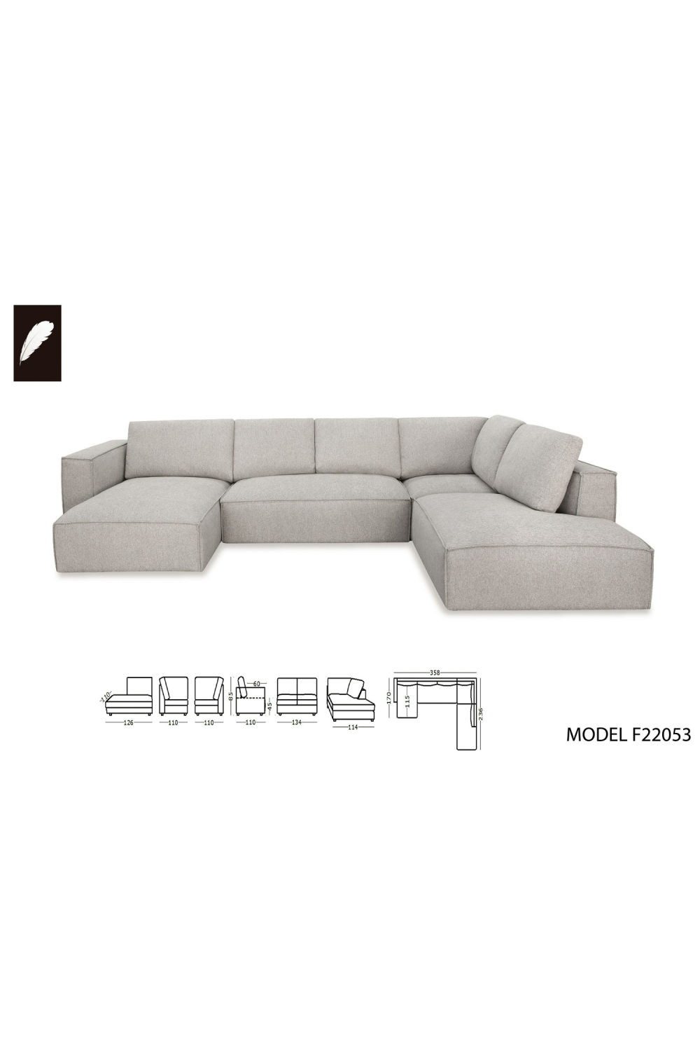   Gray Modular Chaise Sofa | Oroa.com
