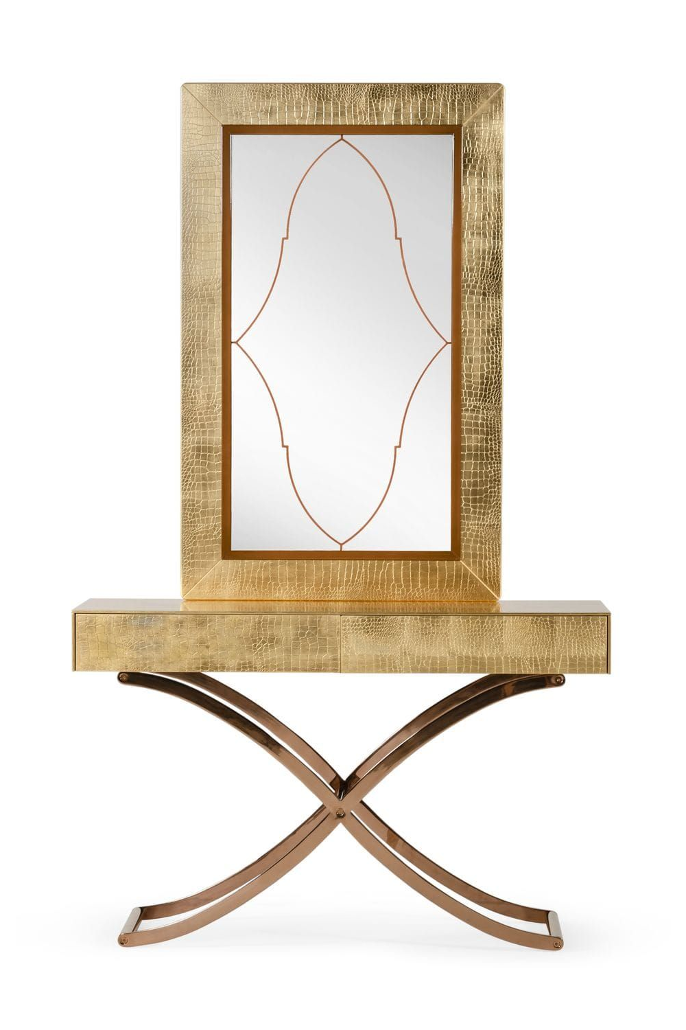  Gold Crocodile Mirror Console Table | Oroa.com