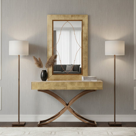   Gold Crocodile Mirror Console Table | Oroa.com