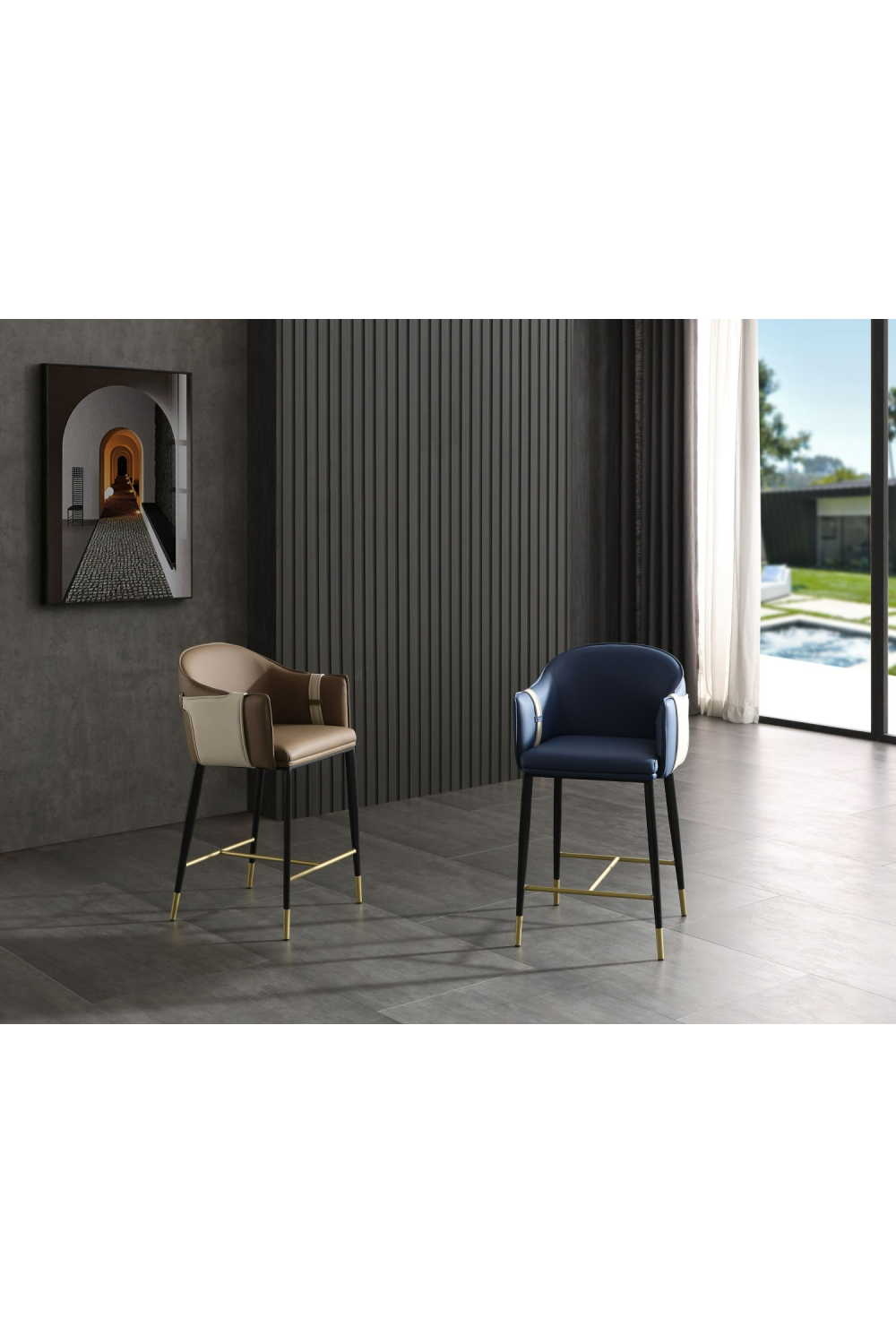   Vegan Leather Counter Chair | Oroa.com