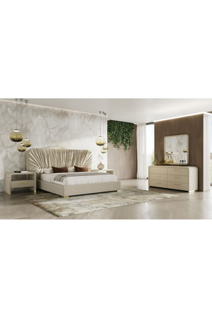   Beige Velvet Bed | Oroa.com