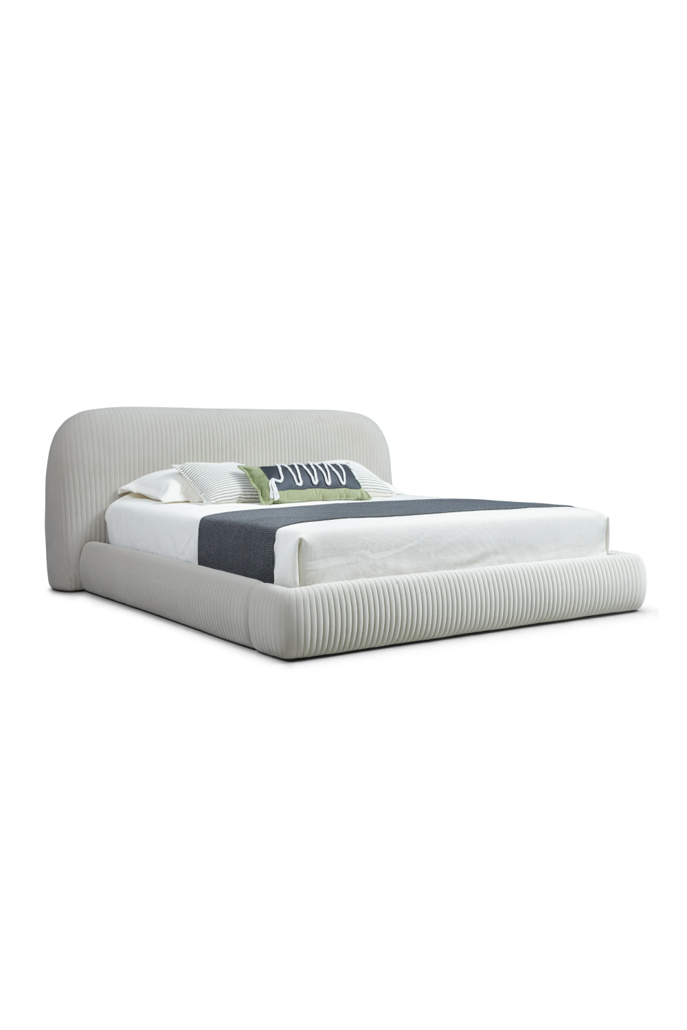   White Fluted Fabric Bed | Oroa.com