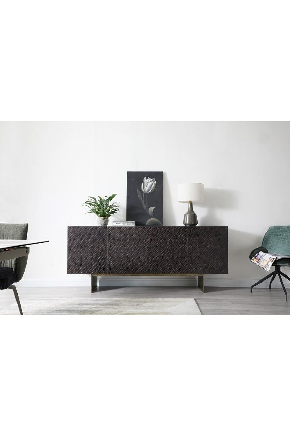   Brown Wood 4-Door Sideboard | Oroa.com
