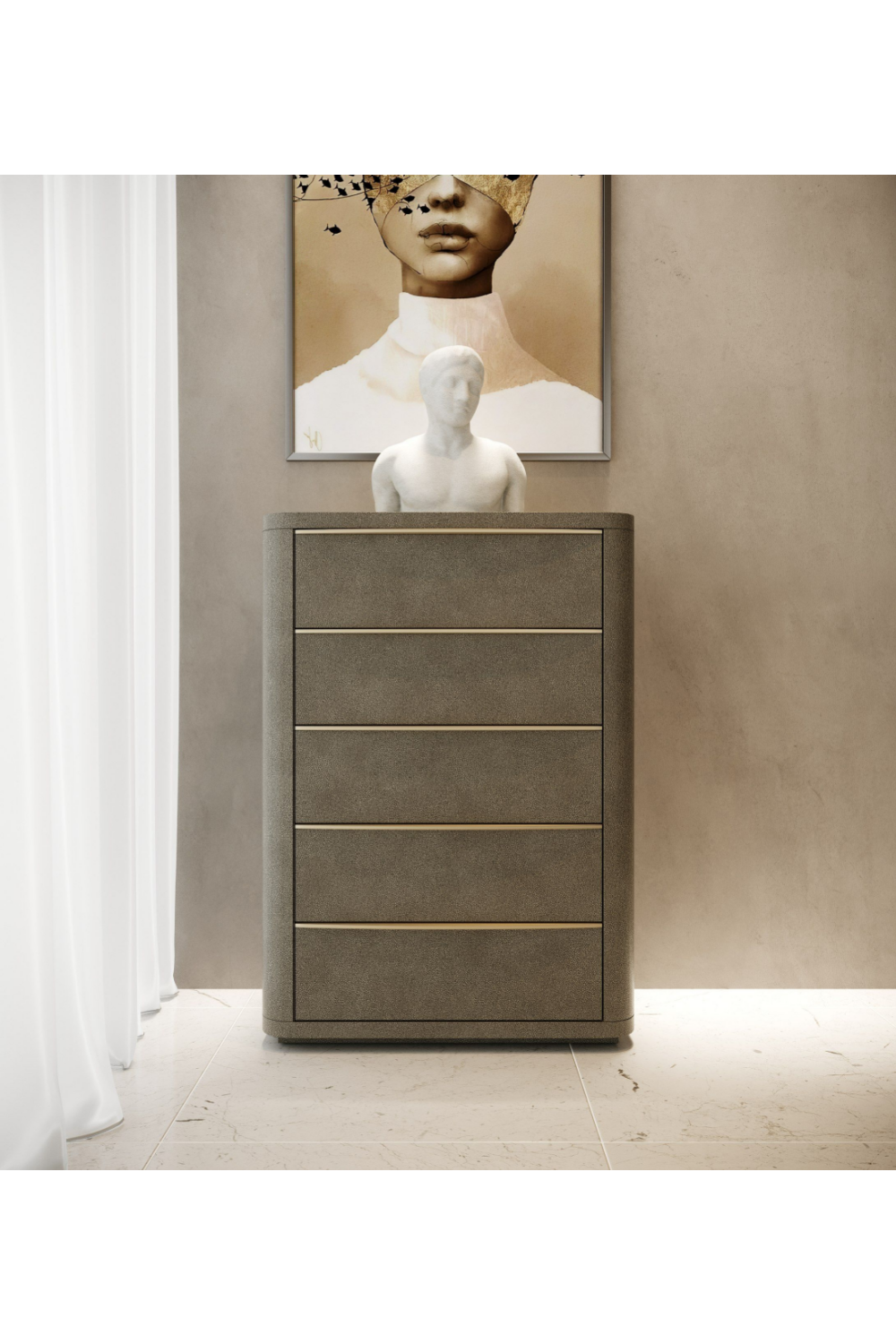  Beige Shagreen 5-Drawer Chest | Oroa.com