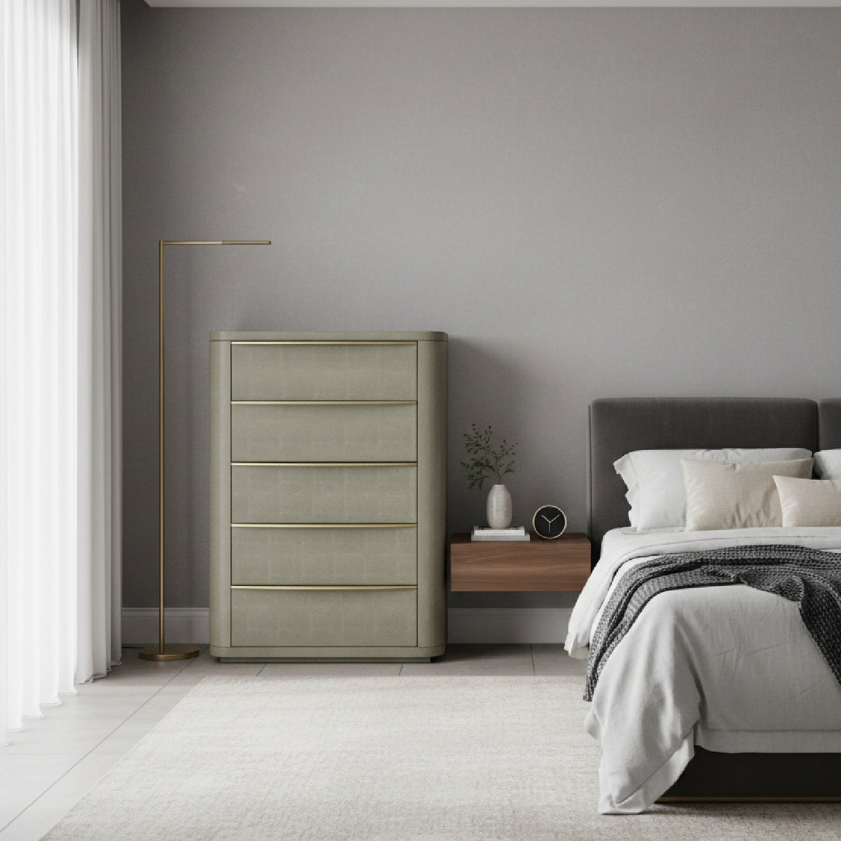   Beige Shagreen 5-Drawer Chest | Oroa.com