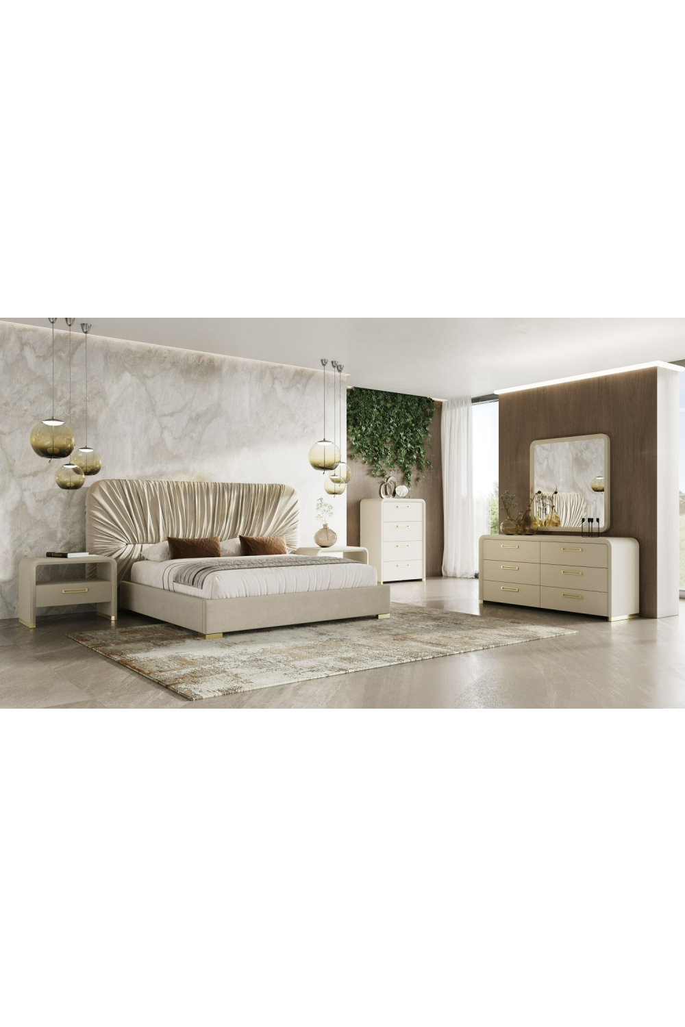   Beige Vegan Leather 4-Drawer Chest | Oroa.com