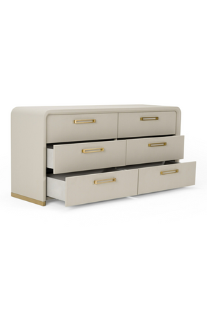   Beige Vegan Leather 6-Drawer Dresser | Oroa.com