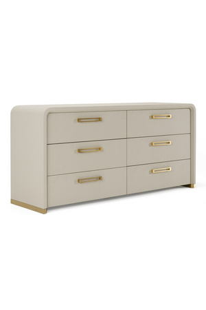   Beige Vegan Leather 6-Drawer Dresser | Oroa.com