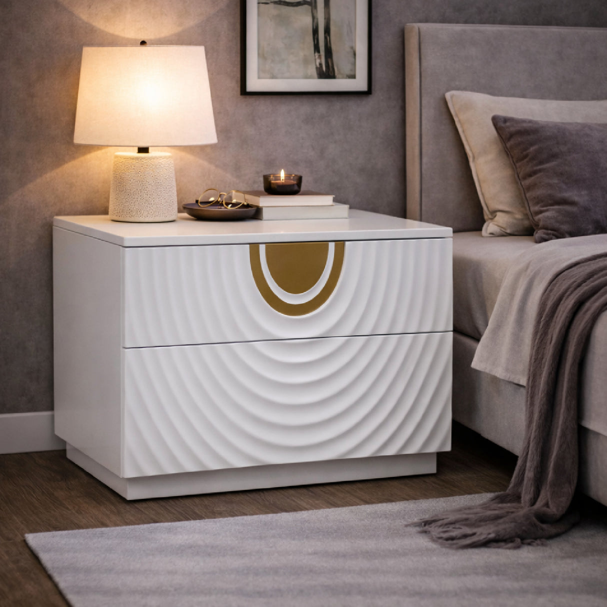   White 2-Drawer Nightstand | Oroa.com