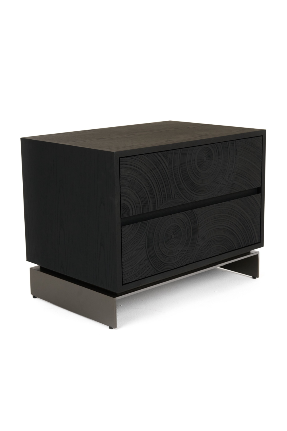  Matte Black Ash 2-Drawer Nightstand | Oroa.com